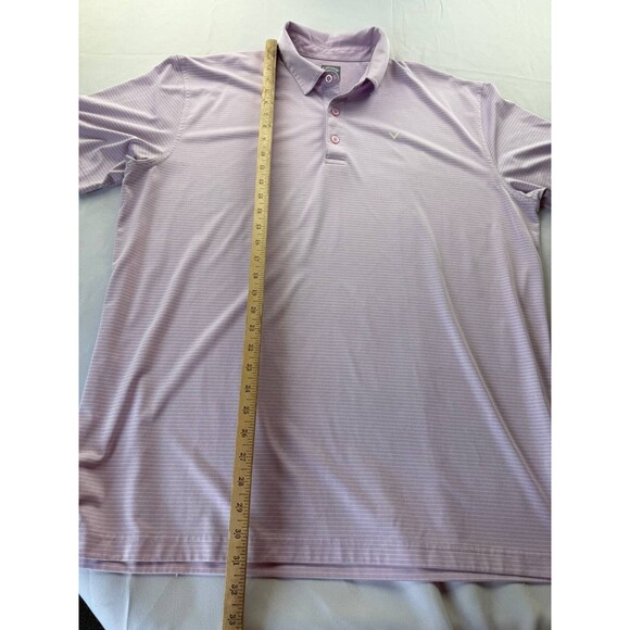 Callaway Opti Dri Polo Shirt Mens XL Purple Stripe Golf Performance Short Sleeve - Picture 5 of 6